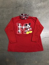 Vintage 90  s Disney Mickey Mouse Plaid Turtleneck Red Sweatshirt Women  s Large