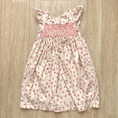 Ruby & Bloom Pink Floral Hand Embroidered Smoking Lined Dress, Size 6
