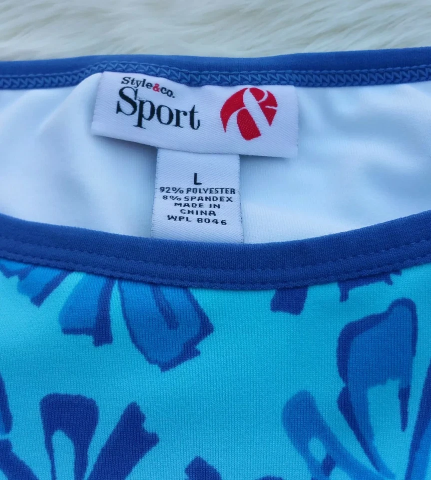 NUEVO CON ETIQUETAS Style & Co Mujer Deporte Seco Rendimiento Camiseta sin mangas Atlética Sujetador Integrado Talla L Foto 3 de 4