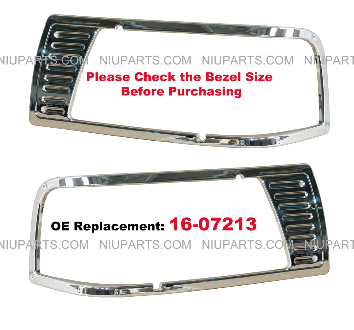 Peterbilt 377 Headlamp Bezel Chrome 16-07213 | Driver Side and