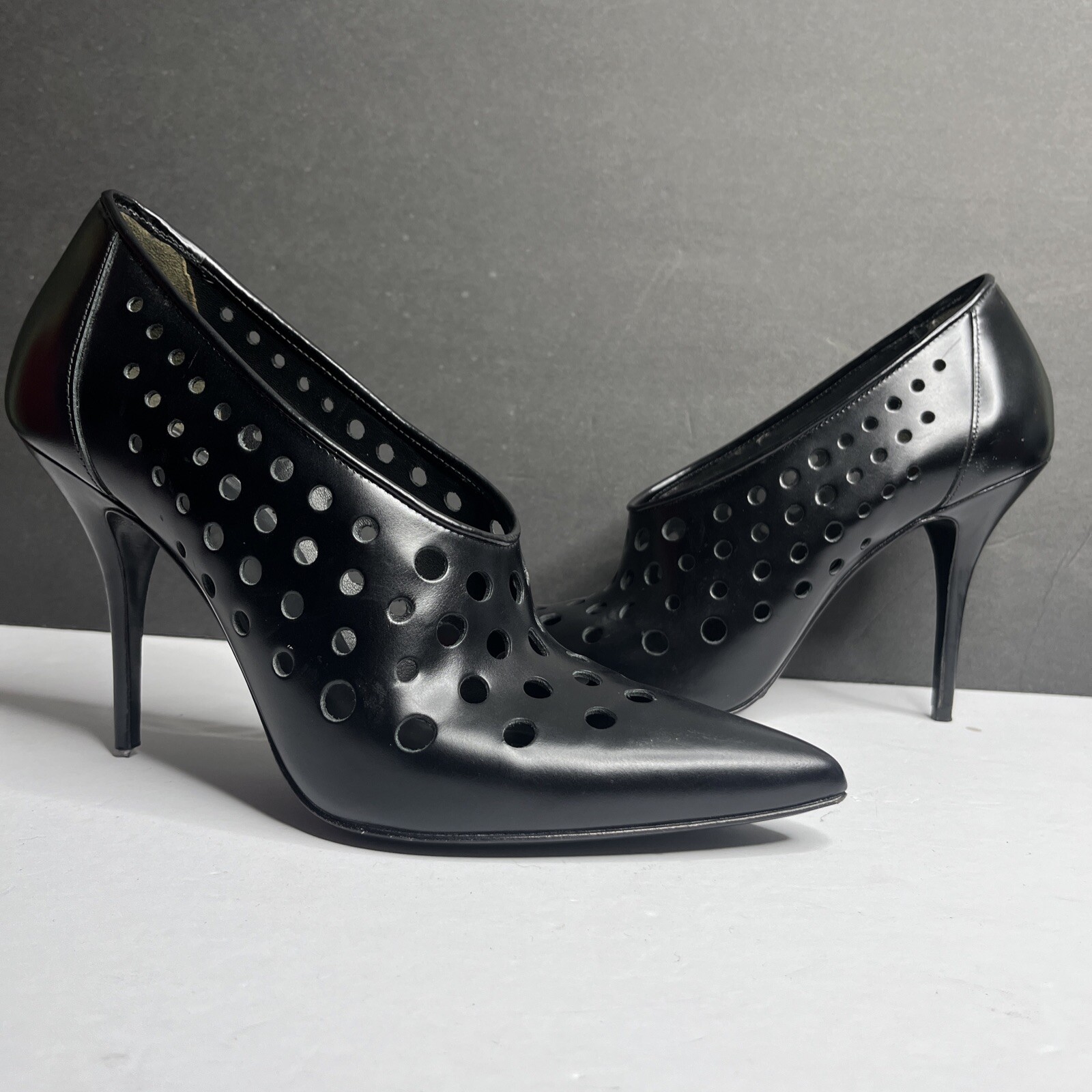 Alexander Wang Magdalena Black Leather Holes Details High Heels
