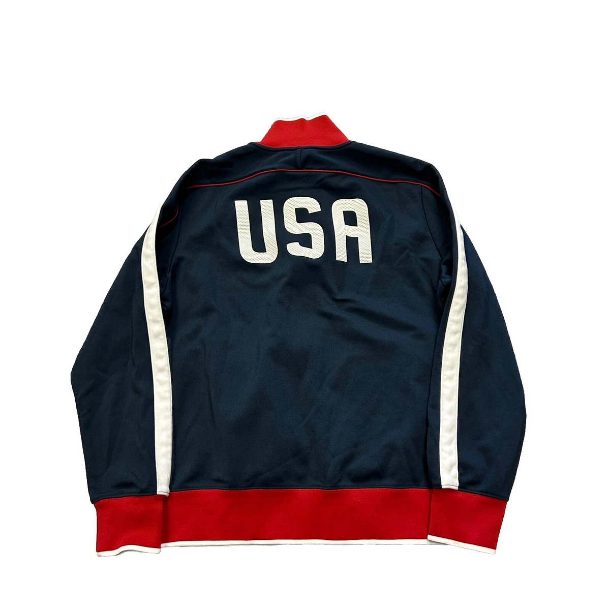 NIKE USA NATIONAL TEAM SOCCER TRACK WARM UP JACKET BLUE RED XL ZIP