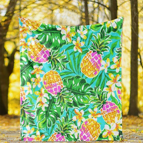 Tropical Plant Monstera Banana Leaves Flannel Bedspread Sofa Throw Blanket Gift - Picture 5 of 23