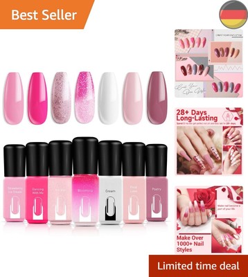 Modelones Gel Nail Polish Set, Color Changing Glitter Pink 7 Colors 6ml Gift ...