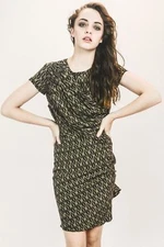 NWOT $580 ISABEL MARANT ETOILE Silk Ikat Dress SZ 2 NWOT Black Tan Ruched