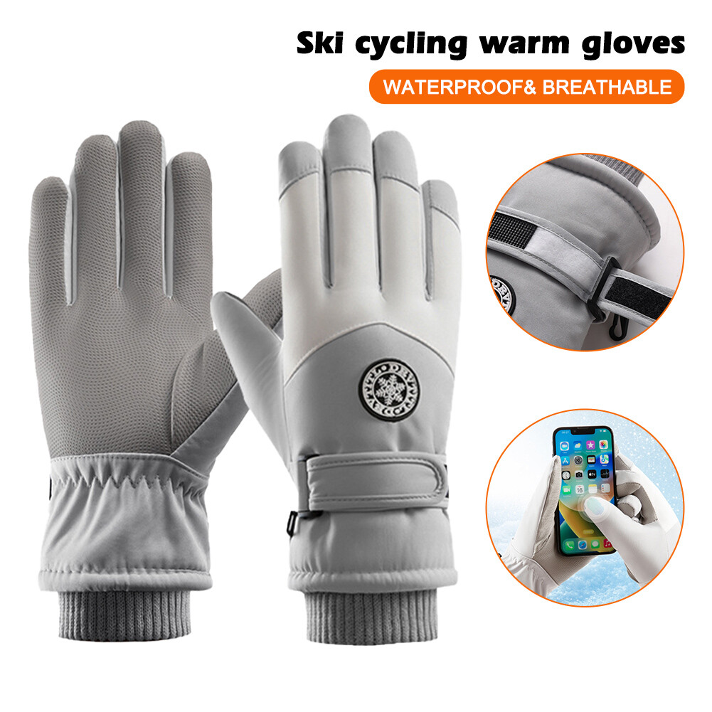 Winter Gloves Men Warm Windproof Waterproof Ski Gloves with Touchscreen Lining-image