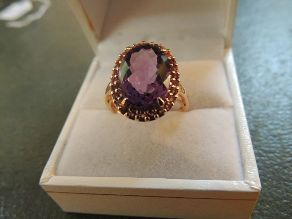 Bague or jaune 18 carats améthyste et tourmalines - Photo 3/4