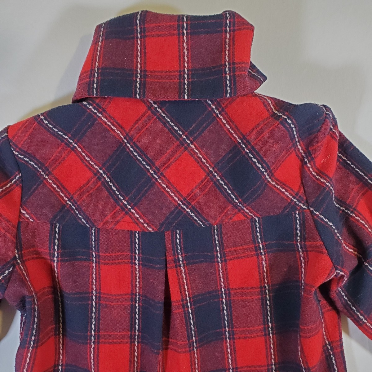Anthropologie Tulle Red Black Plaid Flannel J7523 STAINED