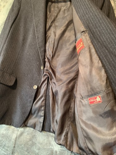 Chaps Ralph Lauren Wool Blazer Sport Coat Suit Jacket Gray Pin Stripe 42 FLAW - Picture 5 of 19