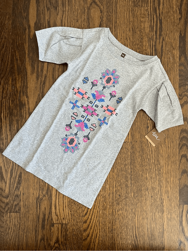 NEW Tea Collection Toddler Girls Size 4 Heather Grey Dakota Graphic Dress - Picture 2 of 5
