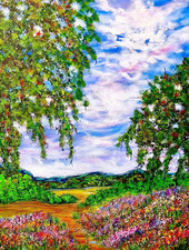 ACEO Art Card Spring Meadow Nature Scenery  PRINT (2.5" x 3.5") Signed by Artist