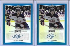 2015/16 Leaf Metal Tye Felhaber OHL Saginaw Spirit Blue Prismatic Auto RC 1/25