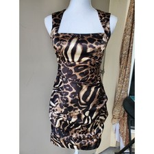 Hailey Logan by Adrianna Papell Leopard Print Ruched Bodycon Mini Dress Womens 4