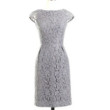 J Crew ELSA Lace Party Dress | Sz P6 Petite 6 | Light Grey Bridesmaid Wedding