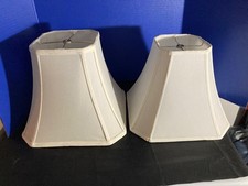 Lampshades White Fabric W/Fabric Lining 11.5" High 13" Wide Set of 2