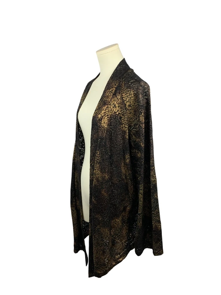 Chaqueta cárdigan Chicos para mujer frente abierto talla 3 negra y dorada nailon/spandex Foto 3 de 4