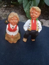 Vintage Norsk Husflid Engros Figures Wooden Man Chipped Foot Hand Carved