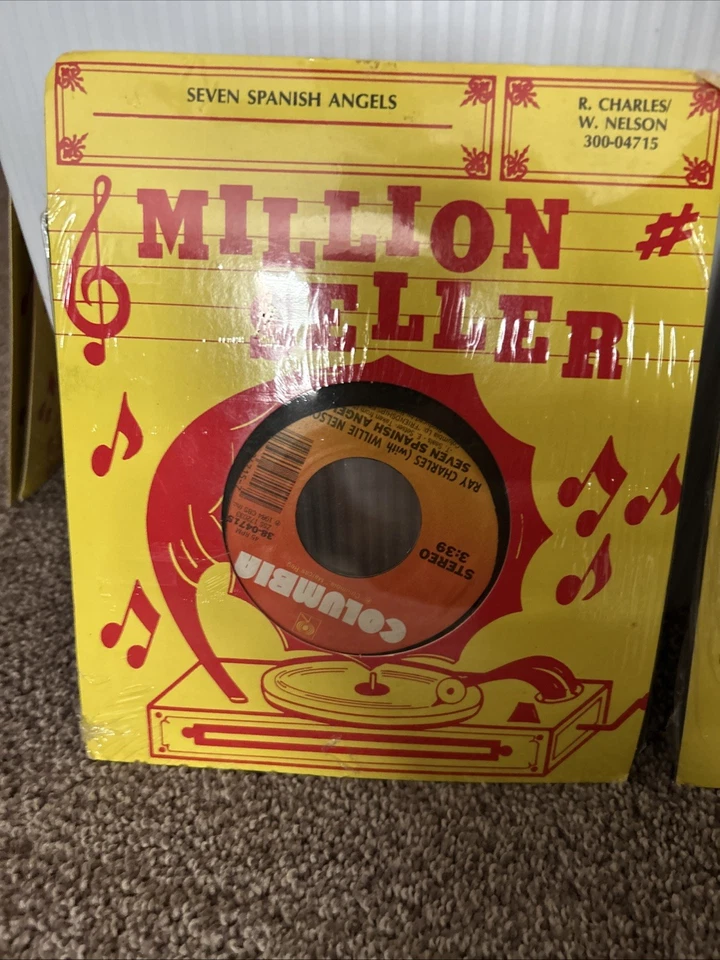 SEALED Ray Charles Willie Nelson Seven Spanish Angels Janie Fricke Who Cares 45 - Image 3 of 4