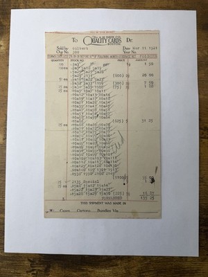 1921 Boston Massachusetts A.M. Davis Co. Quality Cards Business Invoice Ephemera