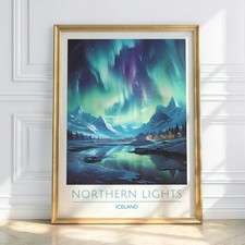 Listing image for Northern Lights Iceland Print – Aurora Borealis Wall Art, Iceland Landscape Deco