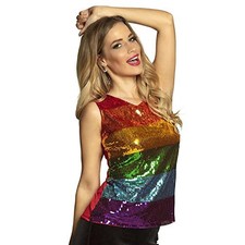 (TG. M) Boland - Top di Paillettes Arcobaleno, per Donna, Top Scintillante, Disc