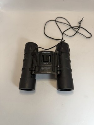 Tasco 10x25 Compact Folding Binoculars Fully Coated Optics Black