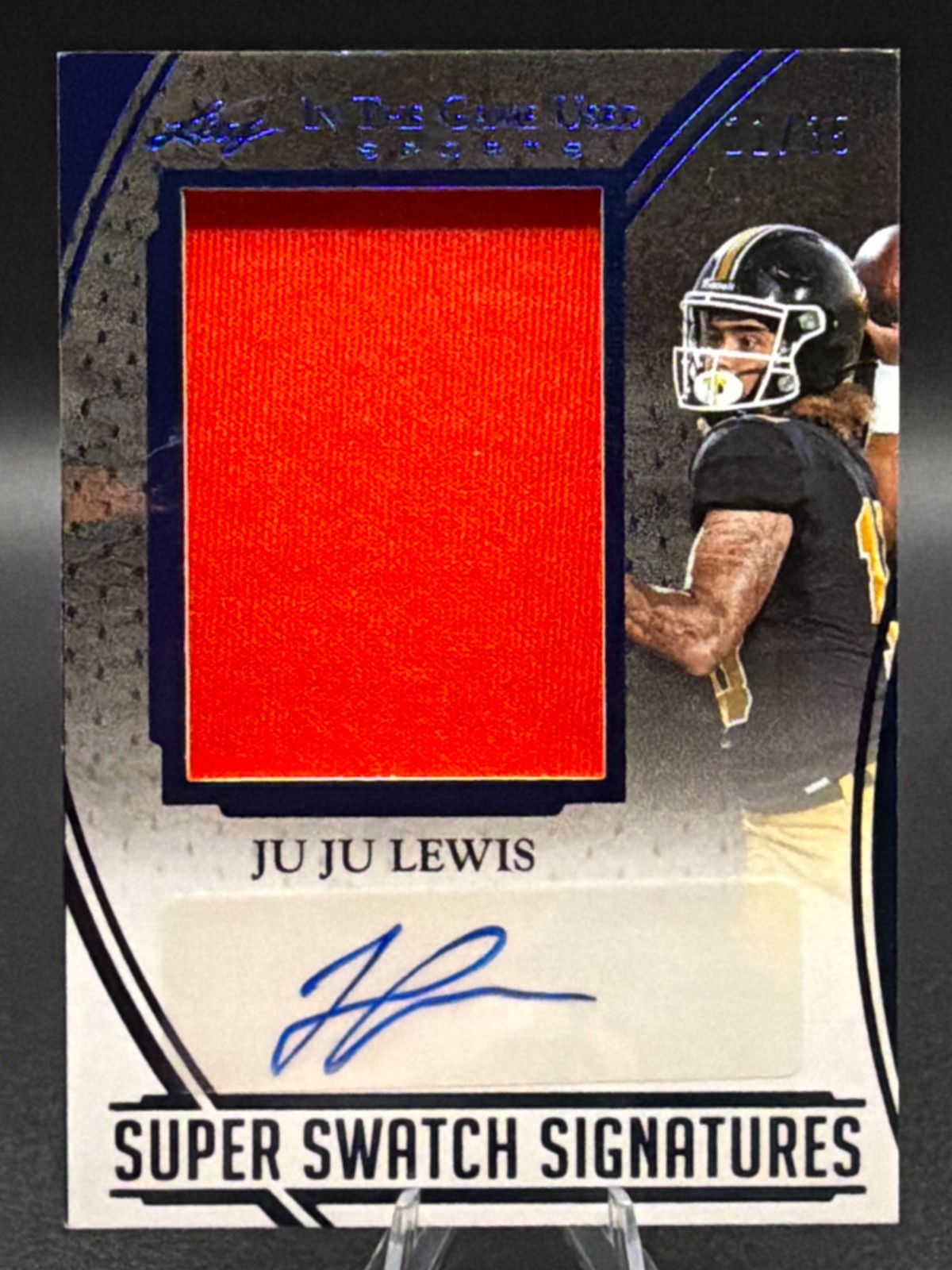 2025 Leaf In The Game Used Ju Ju Lewis Auto Patch Jumbo Super Swatch /35 SS-JL1 view 1