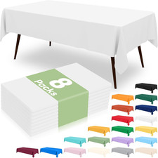 8 Packs Disposable Plastic Table Cloth, 54 X 108 Inch Waterproof Rectangle Table