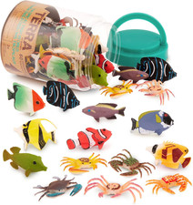 60Pcs Tropical Fish Crab Toys Mini Plastic Ocean Animal Figurines for Kids