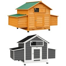 PawHut Pollaio da Esterno in Legno con 2 Nidi e Vassoio Rimovibile