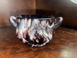 Sowerby Swirl Ribbed Handled Pot English Purple Slag Antique Cup