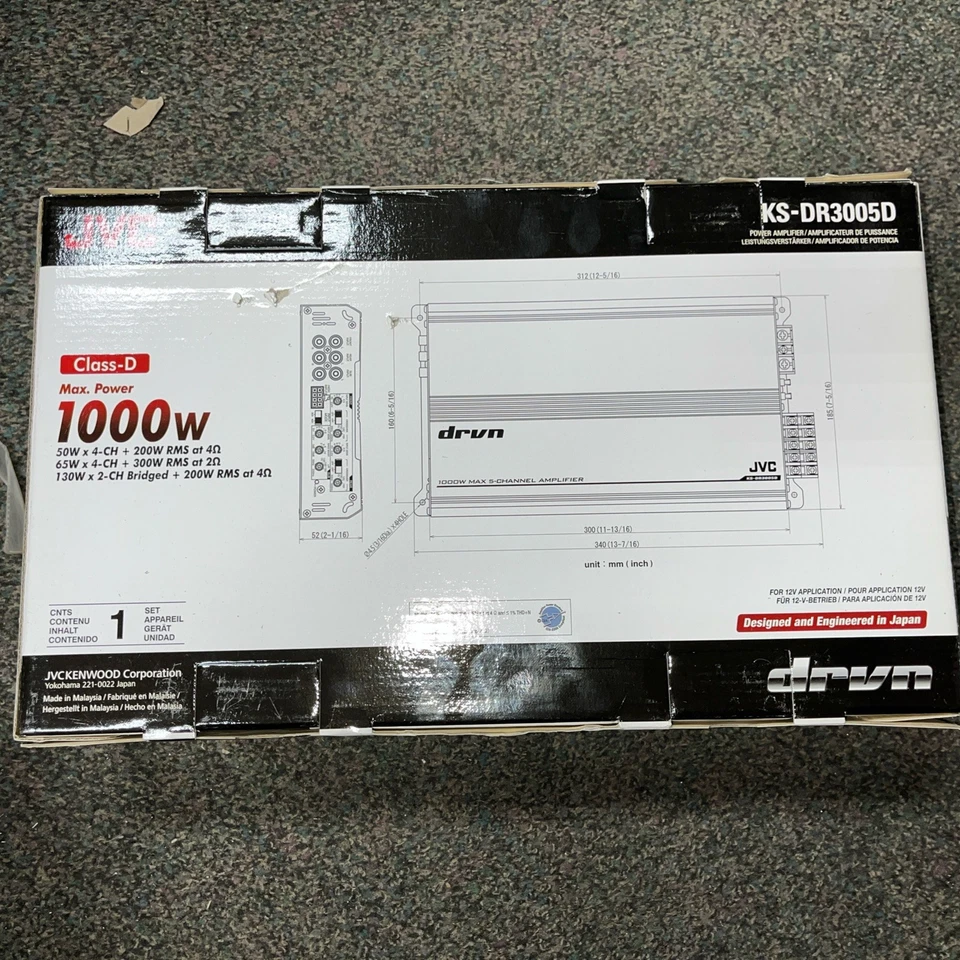 5-Channel Class-D Amplifier - JVC - KS-DR3005D - NEW - Image 2 of 4