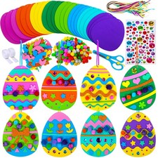 24 Sets Easter Egg Ornaments Decorations DIY 3D Easter Craft Kits Assorted Eg...