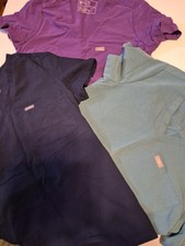 Lot 3  Figs Catarina 1-Pocket Scrub Top Womens 2xs,1s Blue, Purple Green