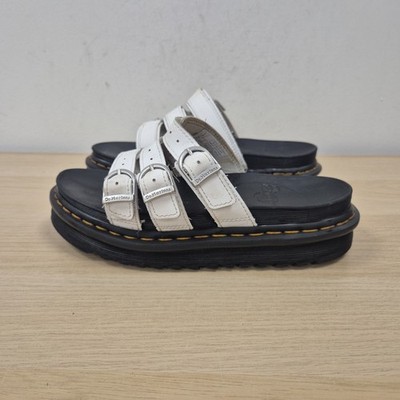 Dr. Martens Blaire Slide weiße klobige leichte Leder-Plateausandalen UK 5