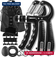 7PCS Grip Strength Trainer Kit, 2 Adjustable Forearm Resistance Grips, Finger St