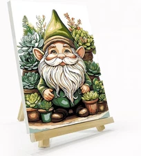 Gnome Paint by Numbers Kit for Adults with Frame, Adult Paint by Number Kits wit