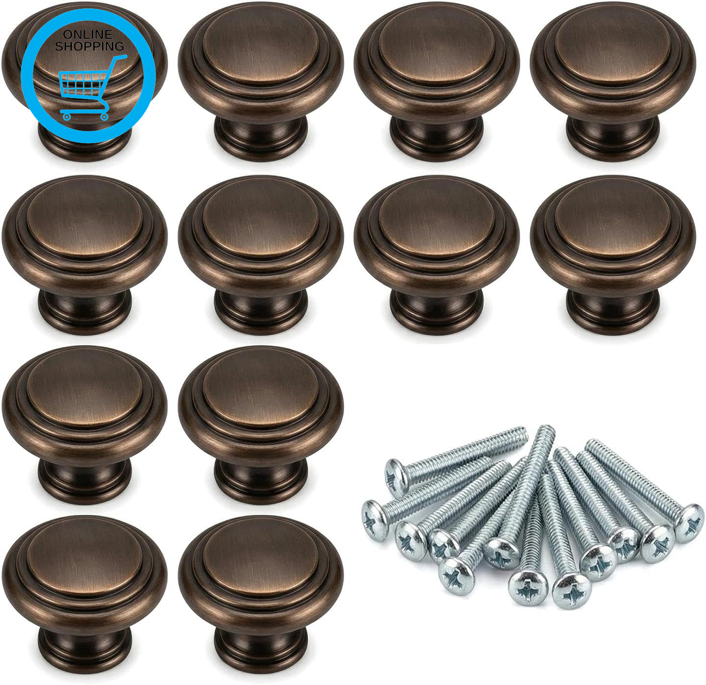 12PCS Vintage Cabinet Knobs Bronze Drawer Knobs, Antique Style Kitchen Cupboard