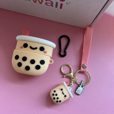 Brand New AirPod Case For Pros Gen 1 3D Boba Bubble Milk Tea plus keychain