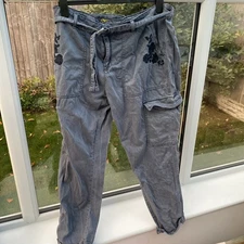 Size 18 - 20 Blue Embroidered cargo Combat trousers by F&F matching belt include