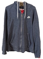 Nike Blue Full Zip Hooded Knit Cotton Blend H...