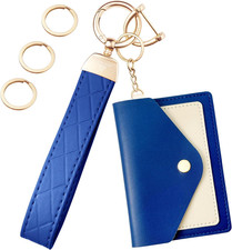 Leather Wristlet Keychain,Wrist Keychain Car Key Chain with 3 Key Rings,D Ring a