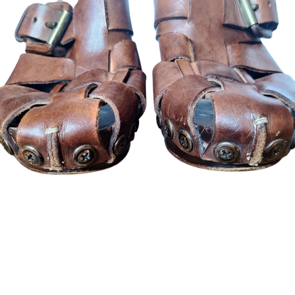 Mulas de plataforma tejida de cuero marrón italiano MOMA talla 38 hebilla lateral estilo Y2K Foto 3 de 4