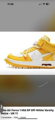 Nike Air Force 1 Mid SP Off-White Varsity Maize Men's Size 11.5