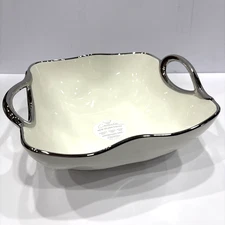 Camila Dish Serving White Silver Handle Scratch Bowl Tarnish Free Large
