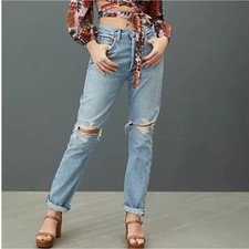 AGOLDE Riley High Rise Straight Leg Jeans Light Wash Distressed Size 32
