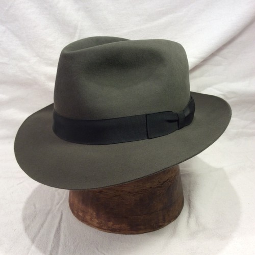 Vintage Knox Vagabond King Charcoal Olive Gray Fur Felt Fedora Men's Hat Size 7