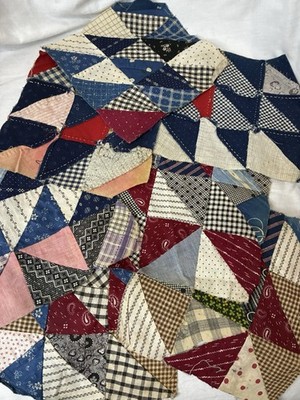 Vintage Patchwork Quilt Blocks Handmade Lot Of 7  7 x7   Fall Colors DIY