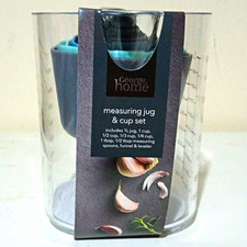 George Home 9pc 1L Plastic Measuring Jug & Cups with Funnel & Leveller