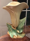 Vintage McCoy Pottery Vase Calla Lily Yellow 8" Tall USA Excellent